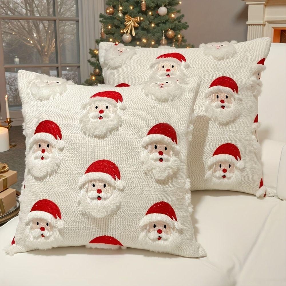 45×45cm Pillowcase 3D Embroidery Plush Pillow Cover Christmas Throw Pillow Cover  Home Decoration