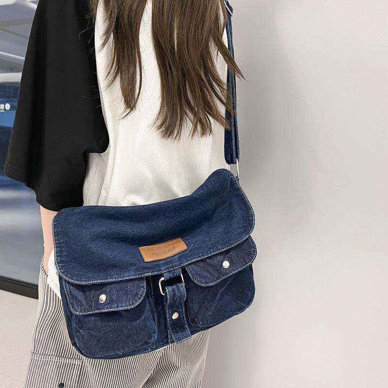 2023 Summer Hong Kong Style Versatile Denim Crossbody Bag for Women - Japanese & Korean Student Fashion