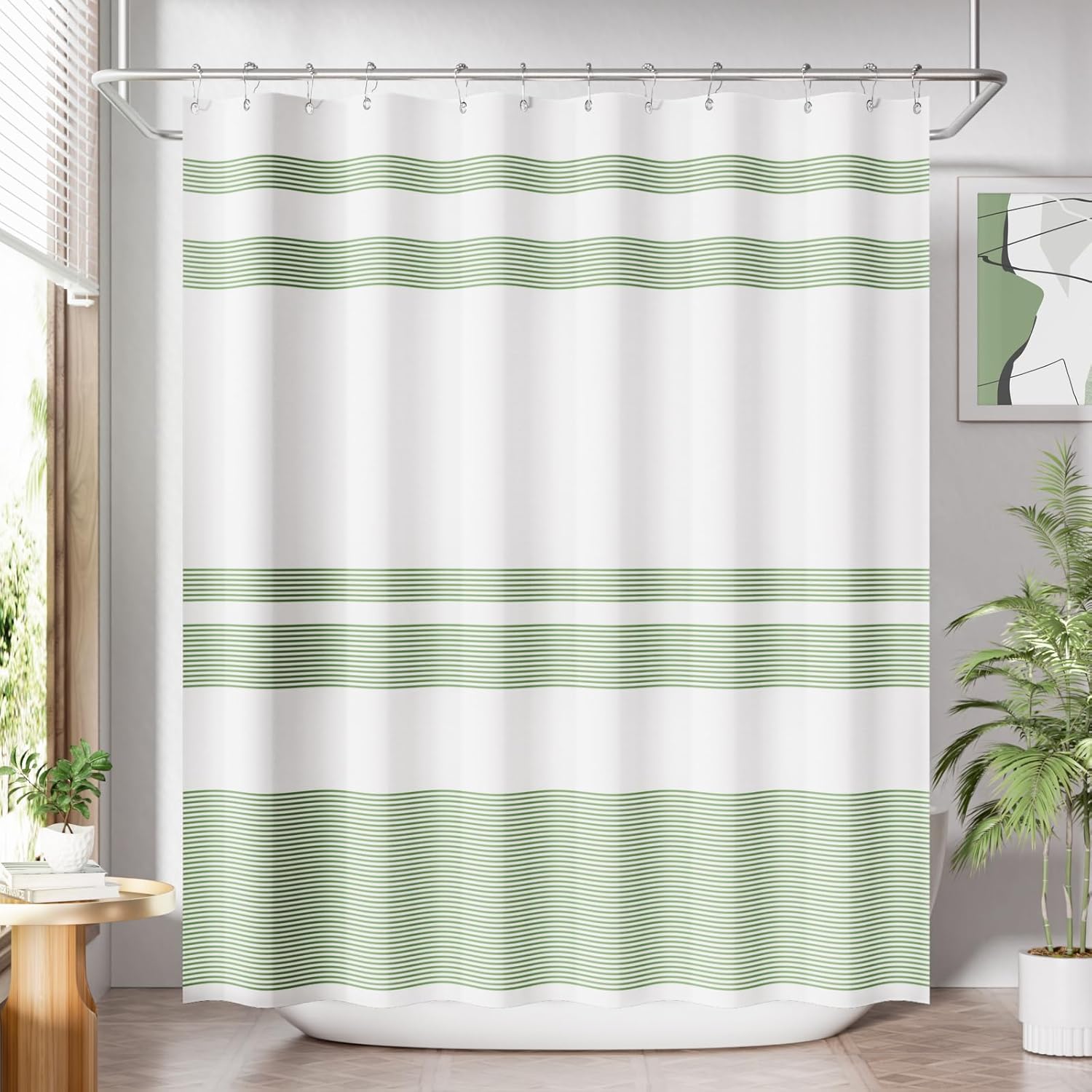 

Floral Shower Curtain, Washable Cloth Spring Black Ink Blooms Shower Curtain With 12 Metal Hooks, Farmhouse Fabric Rustic W60H190(CM)-1 Pcs