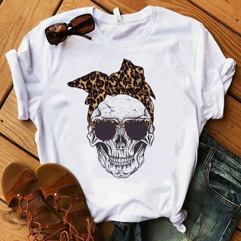 Halloween Vintage Horror Schädel Grafik Damen T-Shirt Sommer T-Shirts Herren Locker O-Ausschnitt Kurzarm Blusen Frau Y2K Top Kleidung