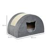 Cat Cave with Scratching Board Cat Bed Scratching House Cat House Cat Home Sisal Grey 48.5 x 30 x 30 cm