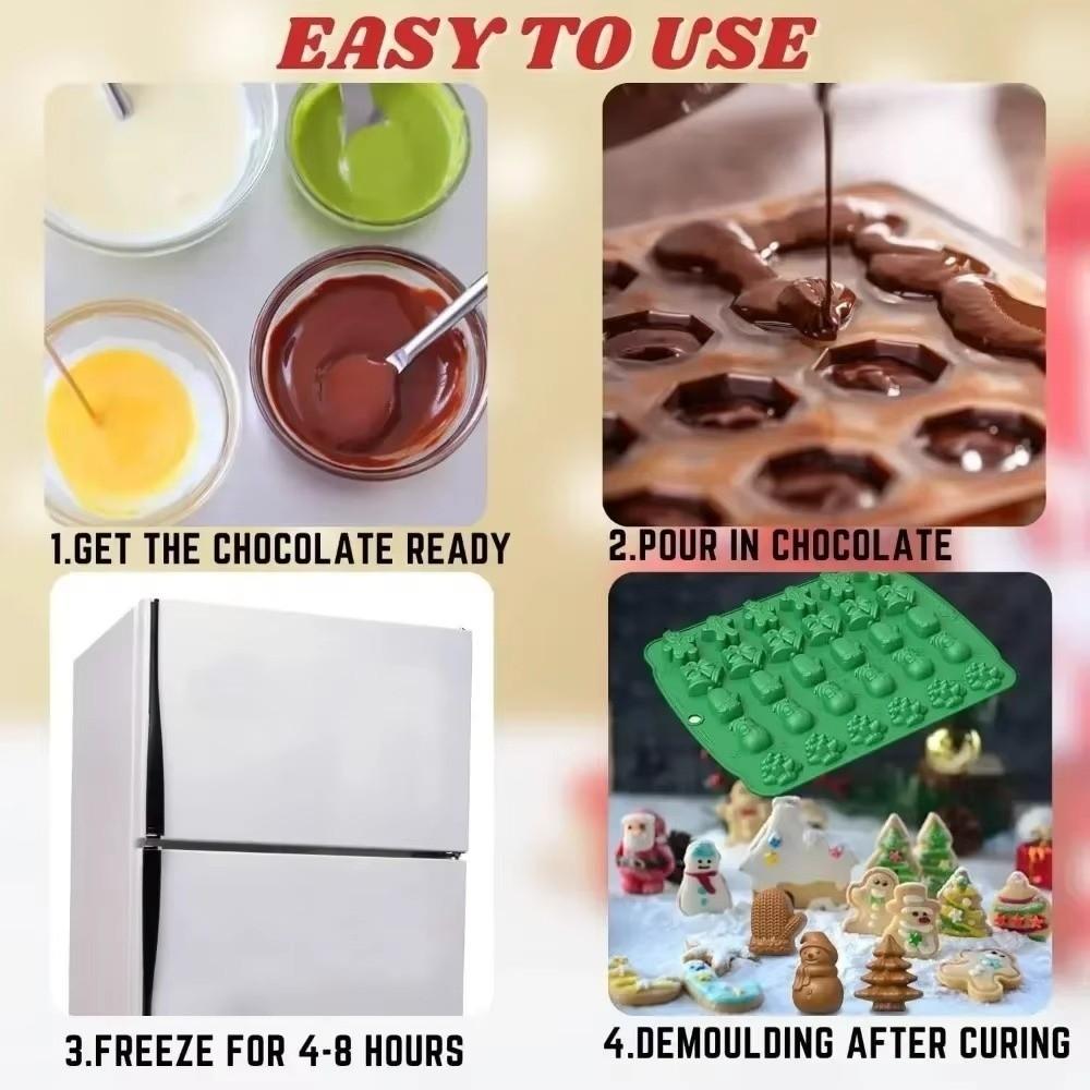 Reusable DIY Cake Decorating Mold Non-Stick Surface Christmas Chocolate Mold For Christmas Party