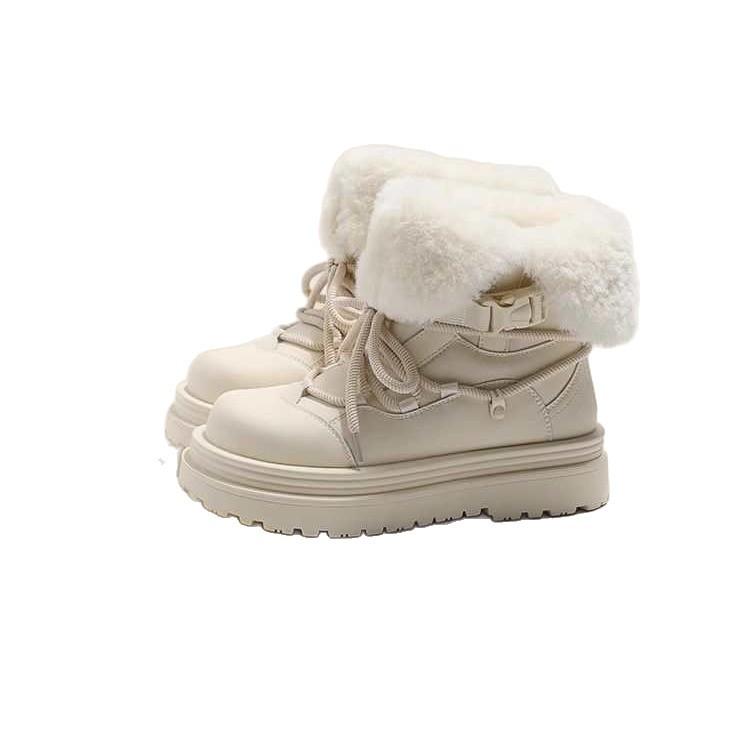 [Fanfna] Thick-soled Snow Boots for Women's 2025 Winter New Velvet Thickened Waterproof and Non-slip Northeast Cotton Shoes