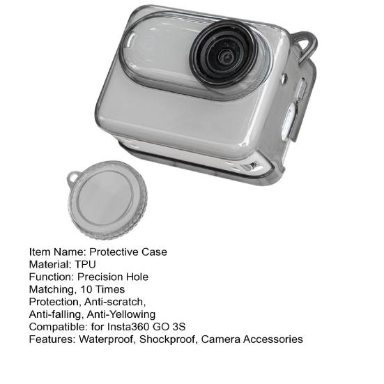 Action Camera Protective Case for Insta360 GO 3S Waterproof Shockproof Sports Camera Protector Clear
