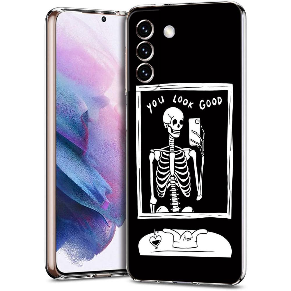 Phone Case For Samsung Galaxy S24 Ultra S23 FE S22 S20 S21 5G S10 S9 Plus S10E S8 Soft Silicone Clear Funny Skeleton Cover
