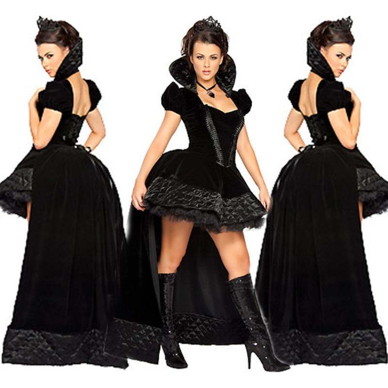 Black, Extended Queen Costume, Cosplay Uniform, Game Halloween Stage Costume