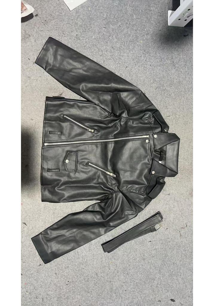 Giacca da Moto da Donna Taglie Forti in Ecopelle PU per Primavera, Autunno e Inverno