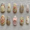 24Pcs Sweet Pink French Tip Polka Dot Nails With 3D White Bow Almond Shape False Nails Detachable Press On Nails For Women