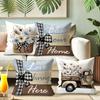 Rustic and Elegant Pillow Cover: Floral Basket, Retro Truck and Heart-warming Home Decoration, Sofa and Chair Cushion Cover
