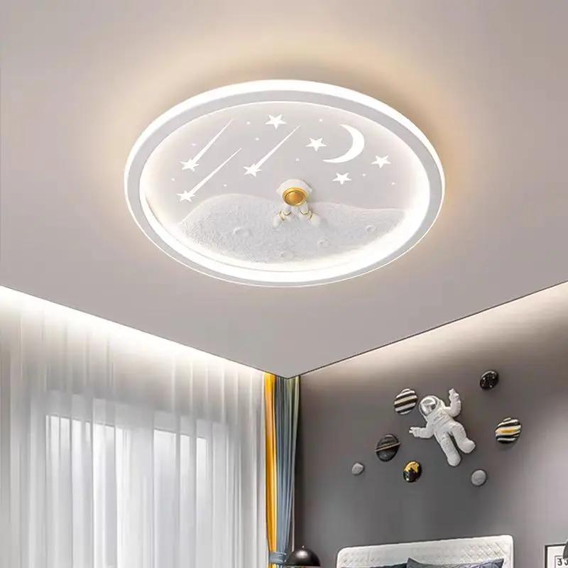 2025 New Round LED Ceiling Light for Children Creative Home Moon Astronaut Light Dreamy Bedroom Girl Kewei Princess Light