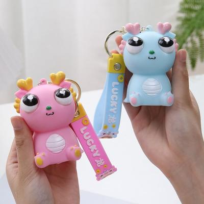 Simulation Dragon Burst Eye Dragon Keychain Cartoon Animal Novelty Doll Pop-eyed Dragon Pendant Funny Creative