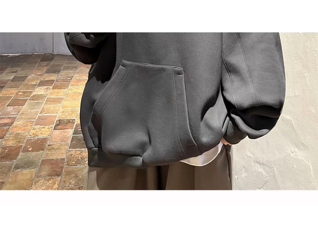 Męska bluza z kapturem oversize z wysokim kołnierzem w stylu czarownika - Jesienno-zimowa kurtka funkcyjna dla osób z fobią społeczną