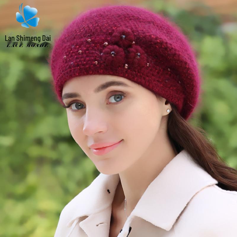 "Warm Winter Rabbit Fur Hat for Elderly Women – Thick Wool for Middle-Aged and Older Ladies"