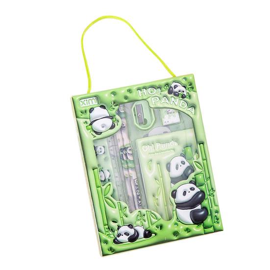 

6Pcs Cartoon Stationery Gift Set for Kids Back to School Pencil Kit in Gift Box Elementary Student Supplies with Eraser Ruler Birthday Holiday Present зелёный