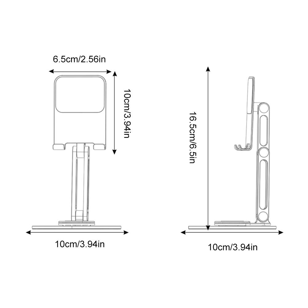 Foldable Phone Holder with 360° Rotating Base Portable Mobile Phone Holder Metal Phone Bracket Office Desk Accessories