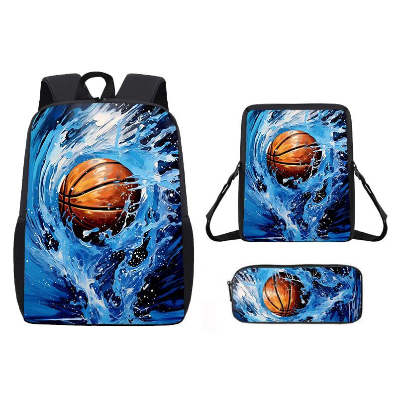 Basketball Basketball Schoolbag Three-Piece Peripheral Animation Backpack Cross Mirror Men S And Women S Backpack pencil bag