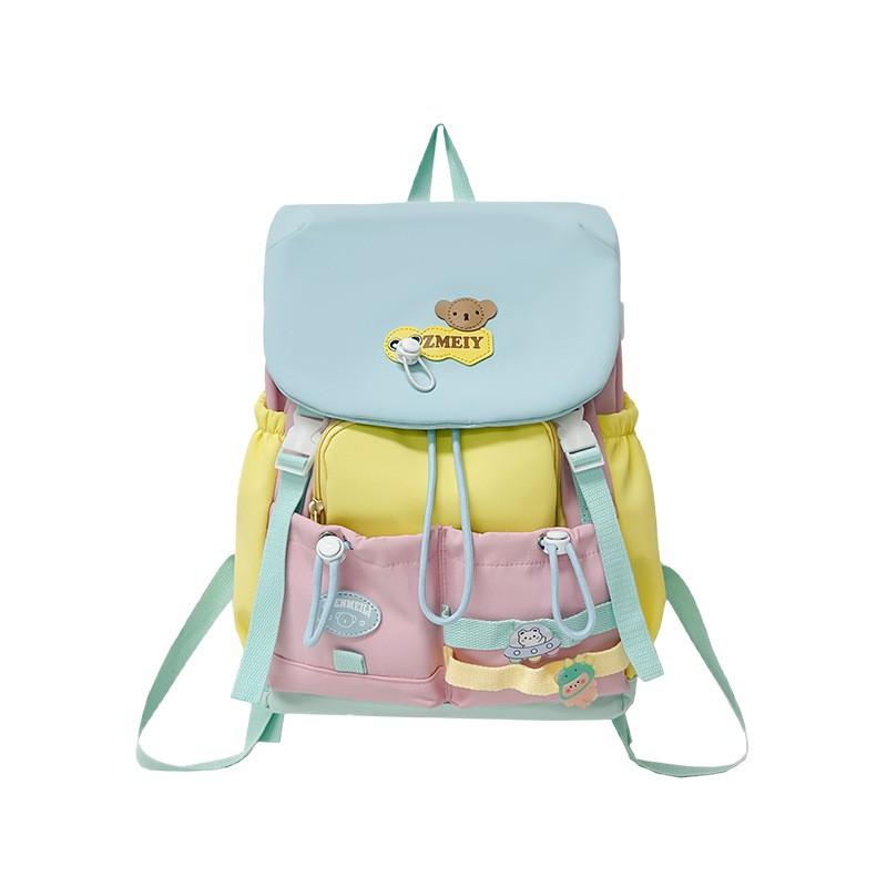 High value Dopamine Cute Backpack Bag Female Junior High School Students Contrast Color Large Capacity Niche Design Backpack