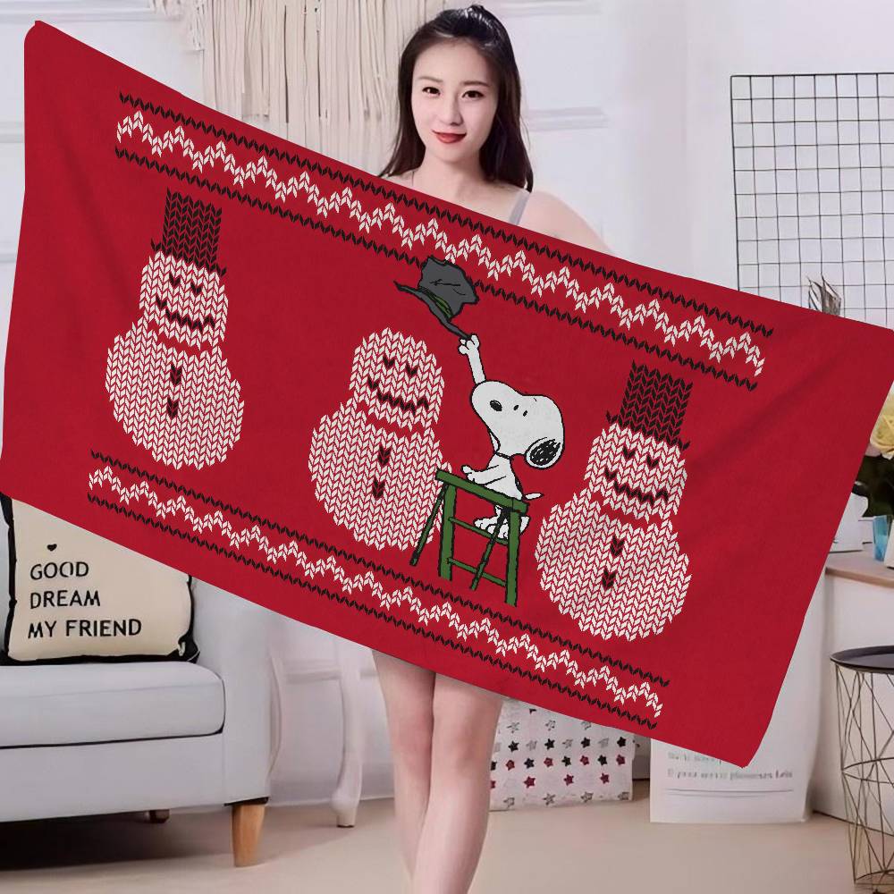 S-Snoopy Cartoon Microfiber Printed Beach Towel Mountain Climbing Yoga Beach Swimming Running Absorbent Soft Towel
