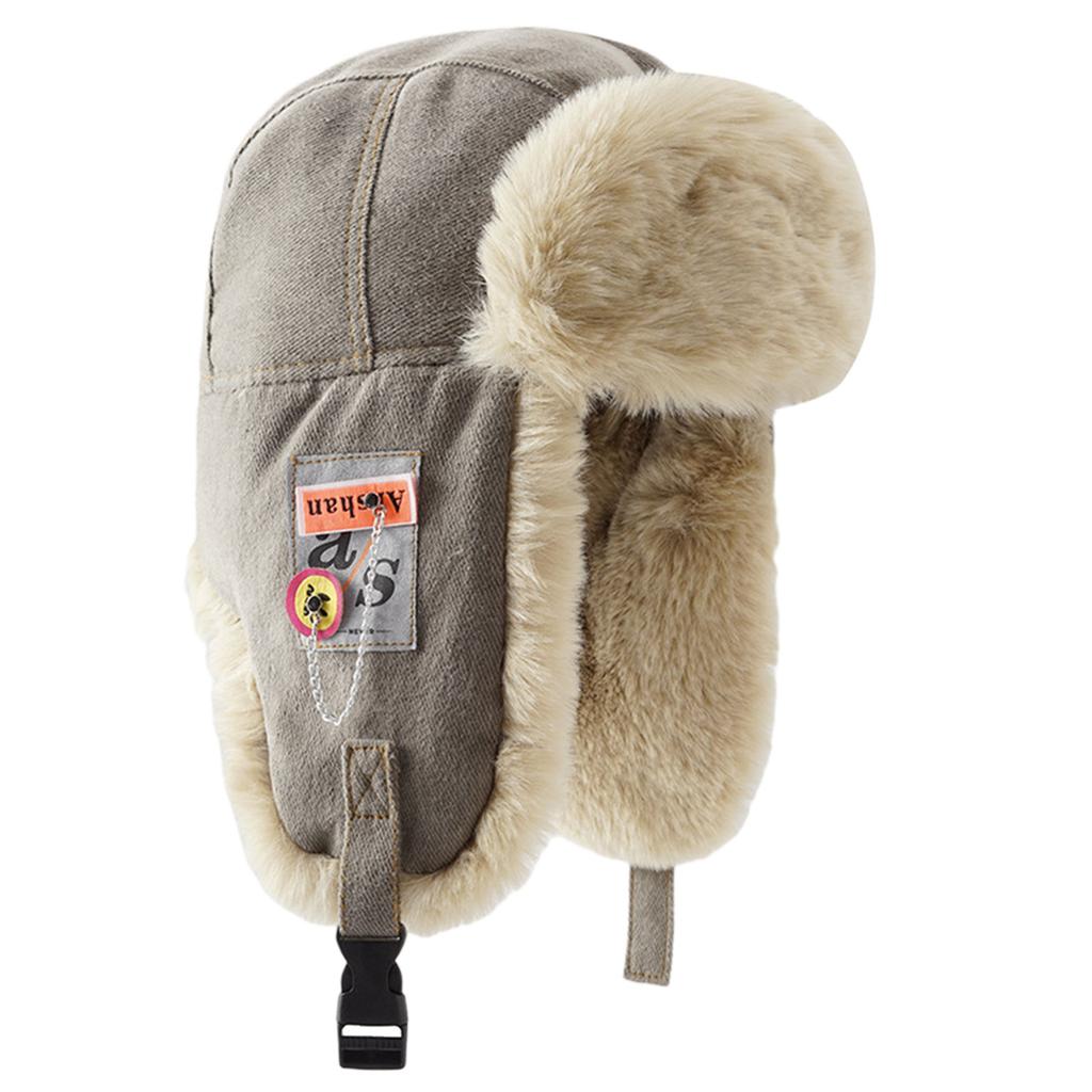 Vintage Inner Plush Trapper Hat for Teens Adult Windproof Winter Hat Thicken Earflap Hat Keep Warm Skiing Cycling Hat