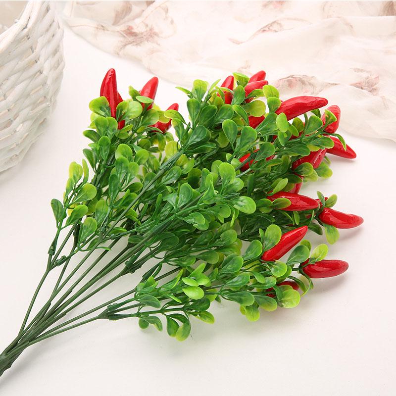 10PCS Artificial Pepper Bouquet Fake Chili Bouquet Simulation Fruits Pepper Bunch Plastic Fake Plant for Home Party