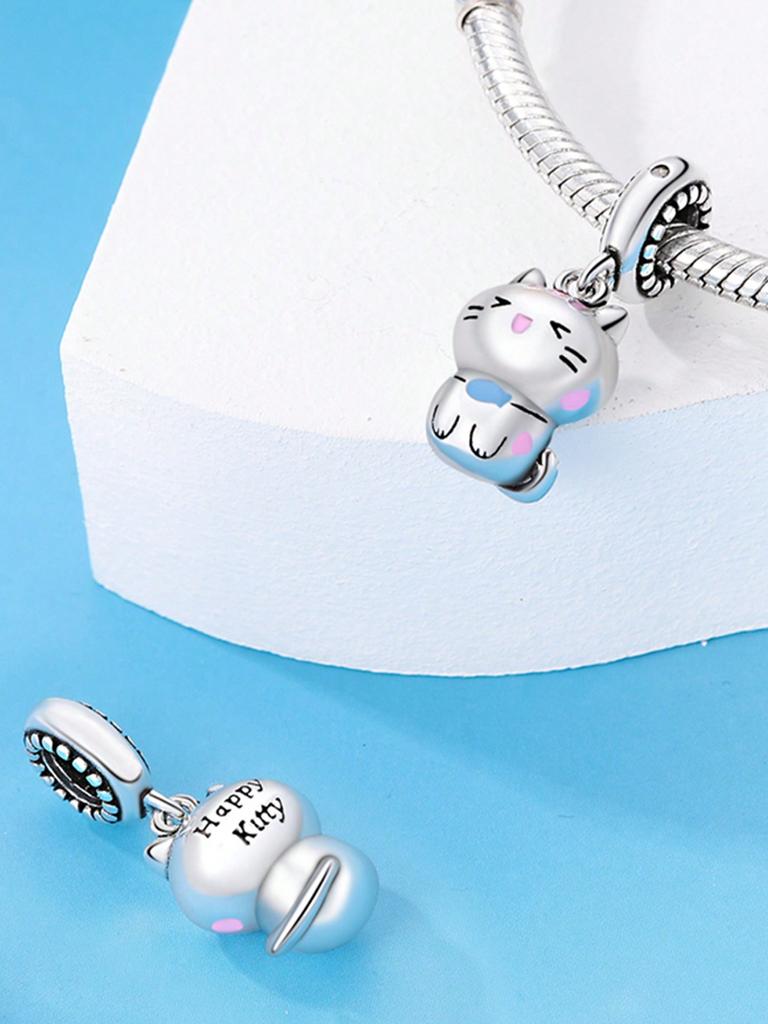Charms Plata Cute Cat Maneki Neko Beads Charm Copper Plated Fit Charms Copperoriginal Bracelet For Jewelry Making Diy Charm