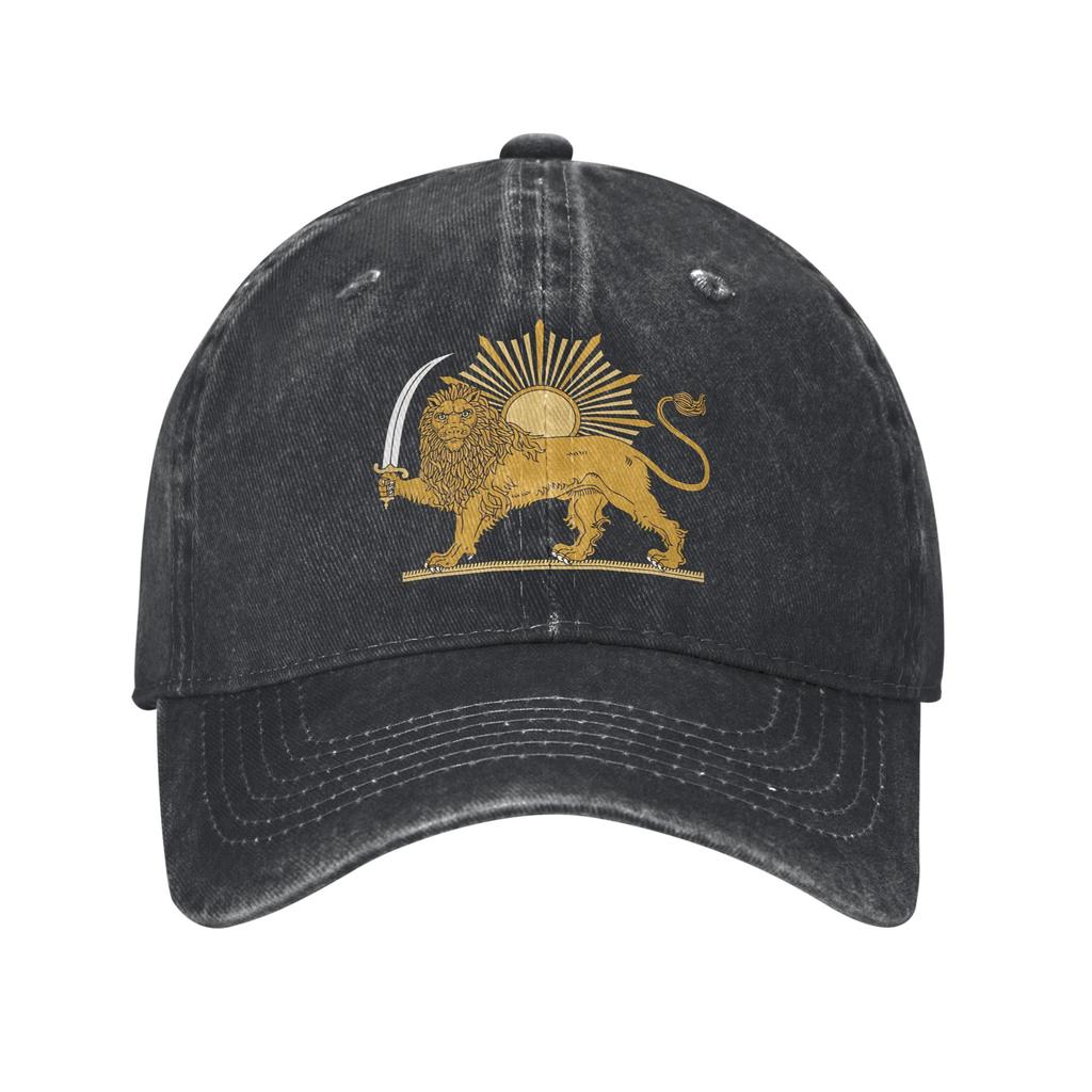 Emblema Persiano Leone e Sole Cappellino da Baseball Lavato y2k Carino Sole Hip Hop Cappelli Estivi Unisex-Adolescenti Corsa Hippie Cappellini da Baseball