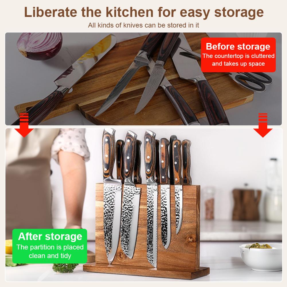 Magnetic Knife Block Double-Sided Universal Knife Stand Knife Display Rack with Strong Enhanced Magnets for Counter Top