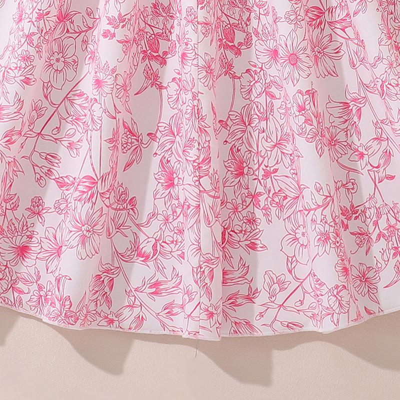 Mädchen Modekleid Sommer Kinder Puffärmel Floral Elegant Tailliert Süßes Prinzessinnenkleid