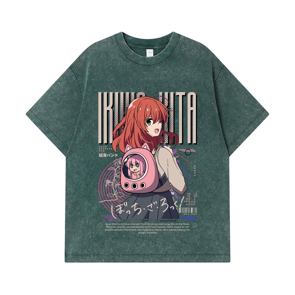 275 GSM Washed T-shirts 100% Cotton Bocchi The Rock V2 Kita Print Unisex Heavy Cotton T Shirt