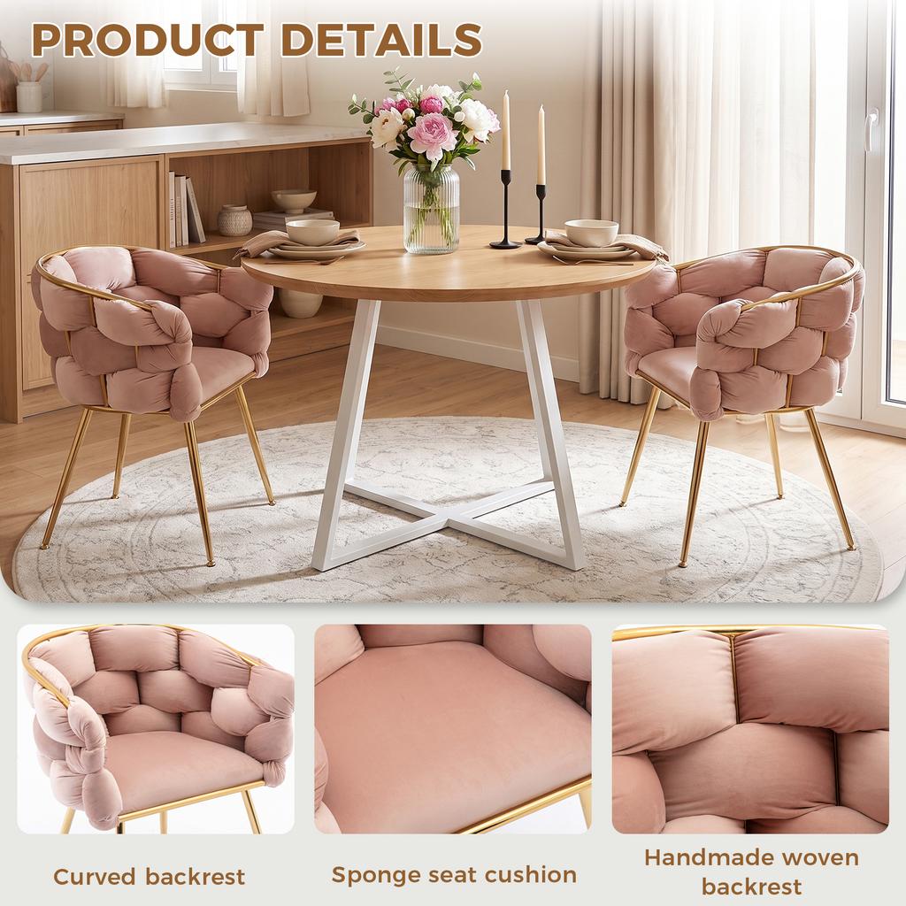 Luxuriöser, Moderner Akzentstuhl, Schminkstuhl mit Metallrahmen für Schlafzimmer, Wohnzimmer, Esszimmer, Set von 2