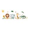 Cartoon Cute Lion Animals Tropical Leaf Watercolor Wall Sticker Self-adhesive Nursery Kids Boys Room Home Decor