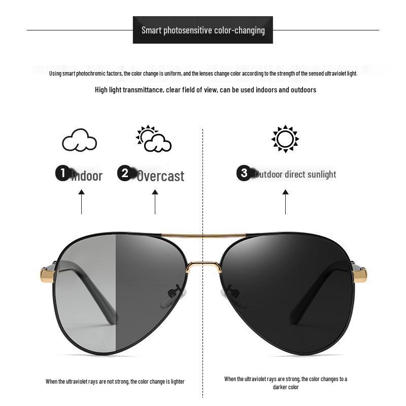 Men's Trendy Polarized Photochromic Aviator Sunglasses for Driving