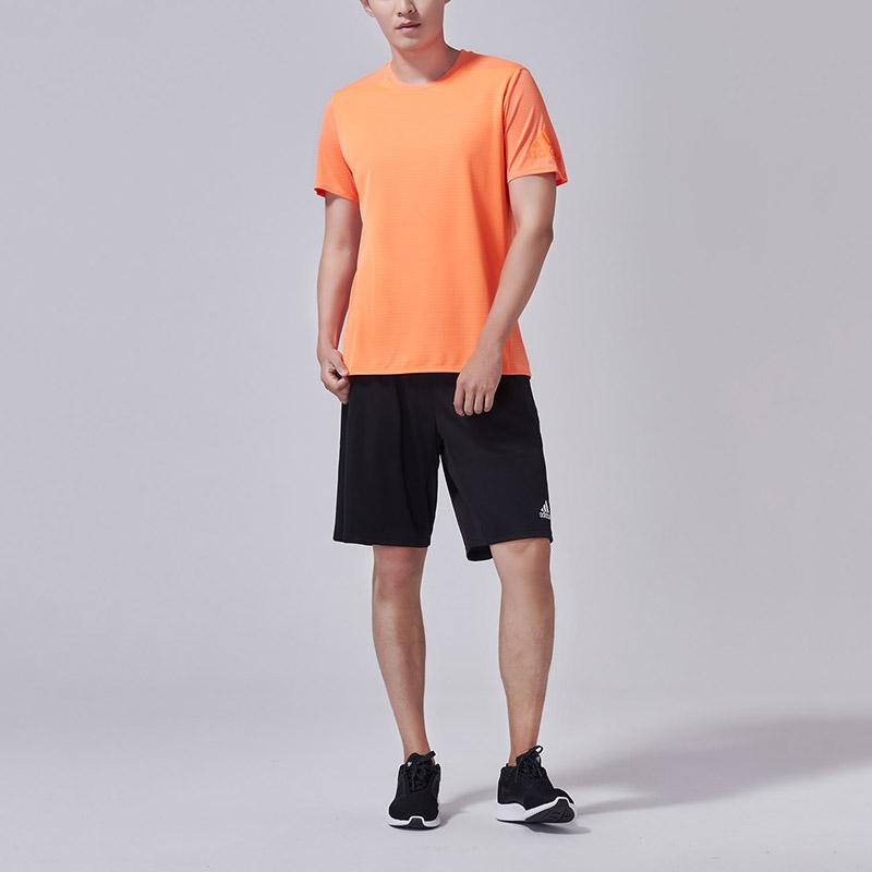Adidas Solid Color Quick-Drying Sports Casual Short Sleeve T-Shirt Men Tops Orange CW4057
