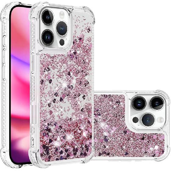 Case for iPhone 16 Pro Case Glitter Cute Clear,Sparkle Floating Quicksand Shockproof Protective Bumper Soft TPU Phone Case for iPhone 16 Pro 6.3 Inch