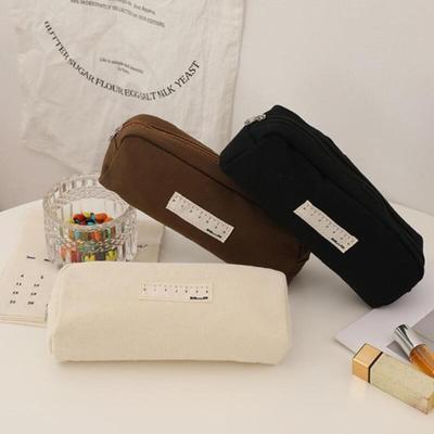 Girls' Student Canvas Label Pencil Case Pouch