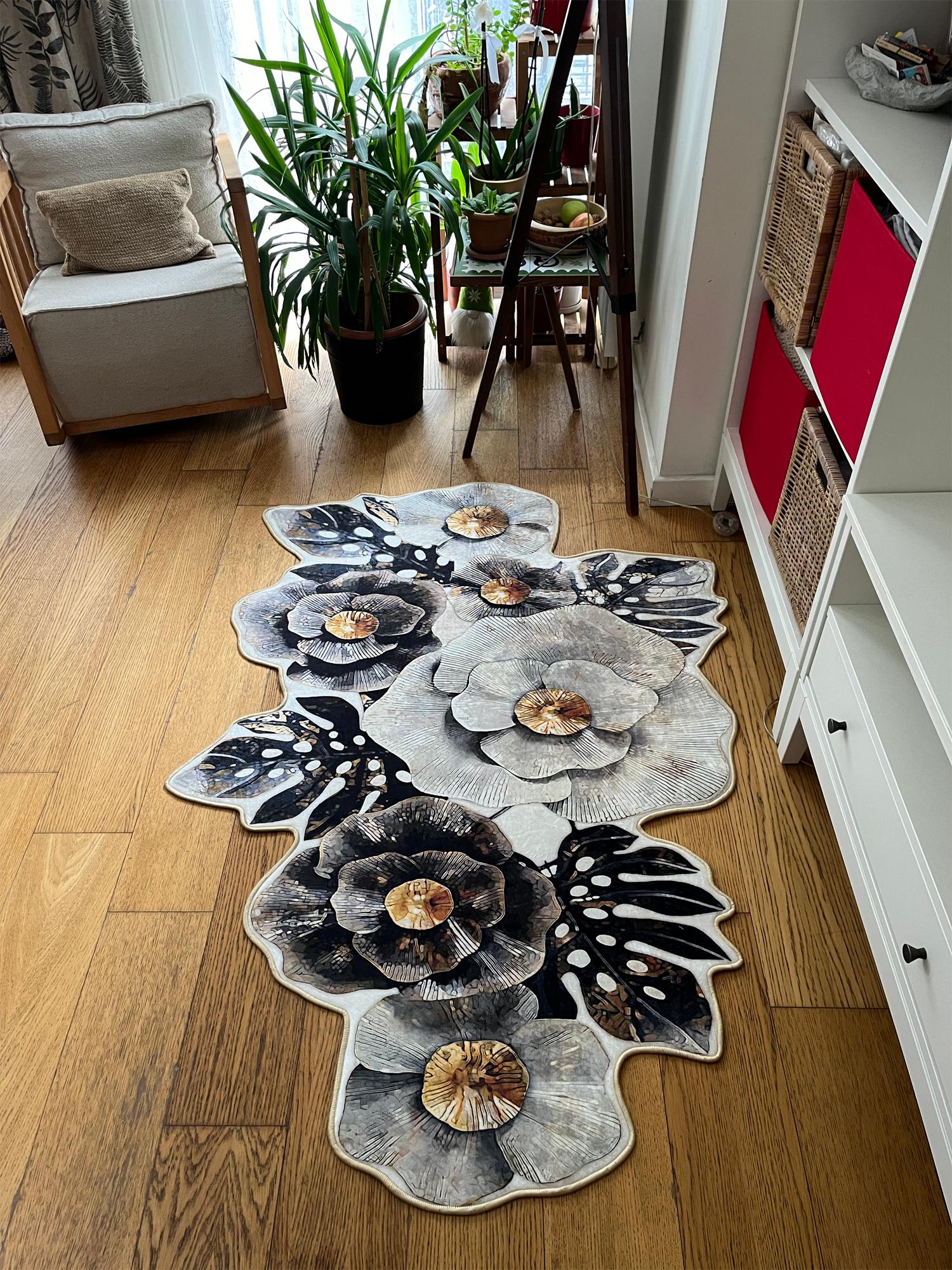 

EPeddler домашний декоративный цветочный узор, моющаяся нескользящая точечная основа, цифровая печать нового поколения для гостиной, кухни, ковра для прихожей и напольного коврика 50 x 80