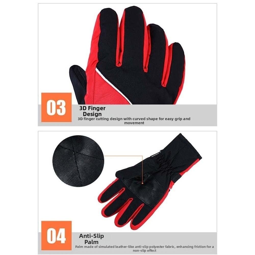 Soft Ski Anti-cold Gloves Anti-splash Water Thickened Finger Mittens Unisex Windproof Gloves Men