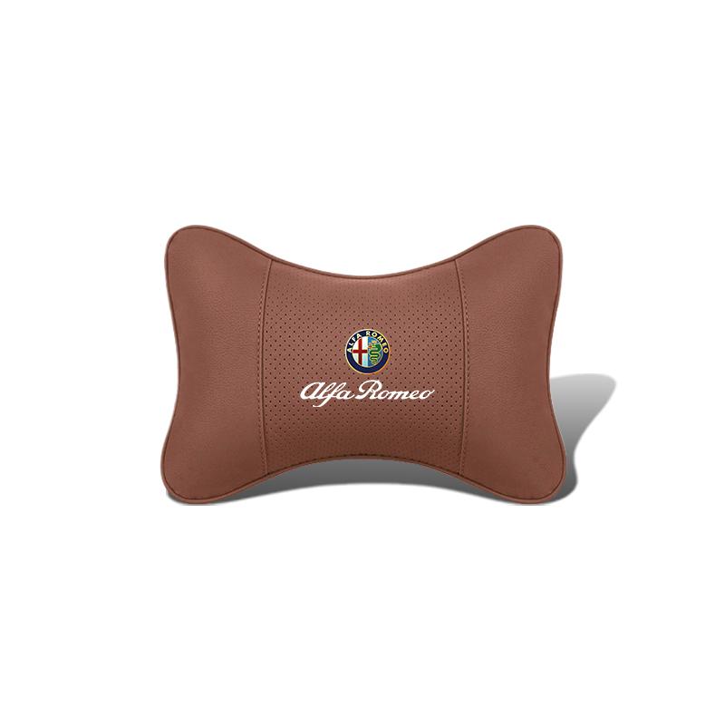 Car Stickers For Alfa Romeo 1Pcs Pu Leather Car Neck Pillow Auto Emblem Headrest For Alfa Romeo Giulietta 159 Mito Giulia Stelvi