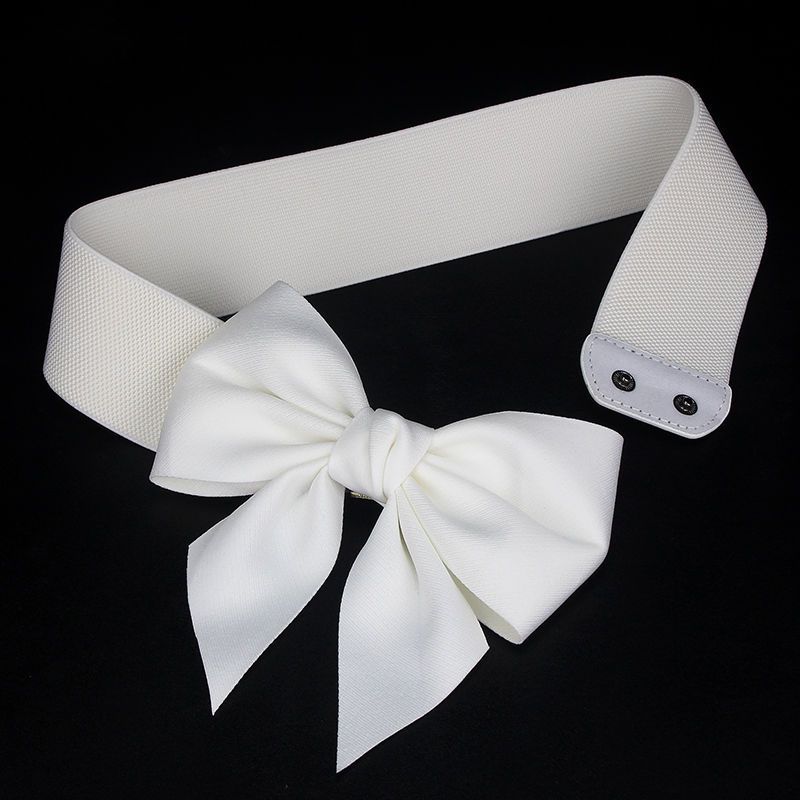 Double Beautiful Layer Bowknot Waist Belt In Soft Cotton With Elastic Fit Women For