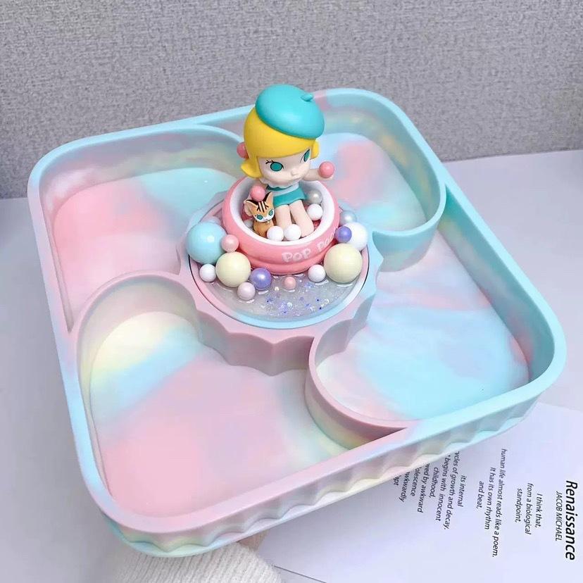 WTEMPO Fruit Storage Compartment Tray Dropper Mold Table Creative Fruit Tray Storage Box Silicone Mold