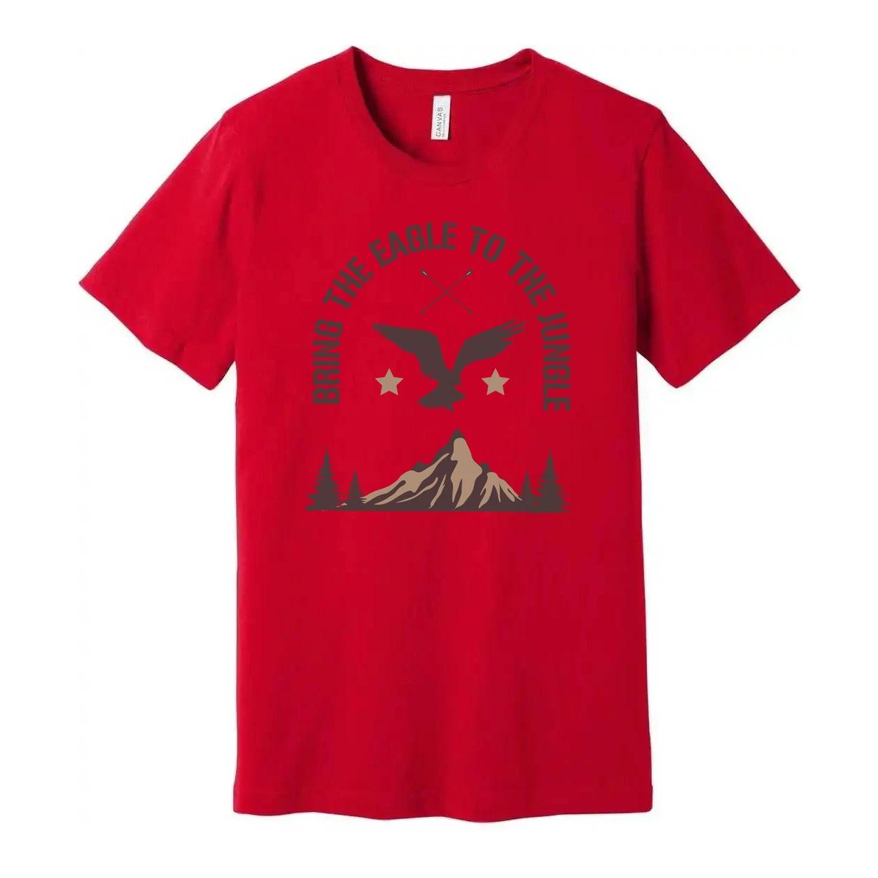 Unisex Outdoor Eagle Graphic T Shirt With Mountain Peak And Forest Silhouette De 3XL