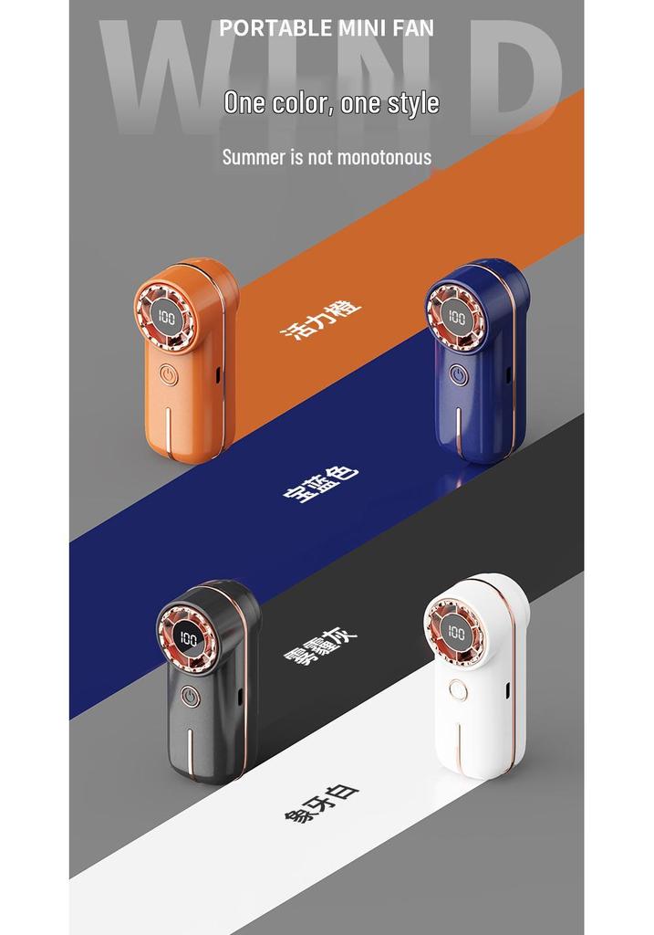 Handheld High-Speed USB-Charging Portable Fan with Digital Display and Strong Turbine Wind