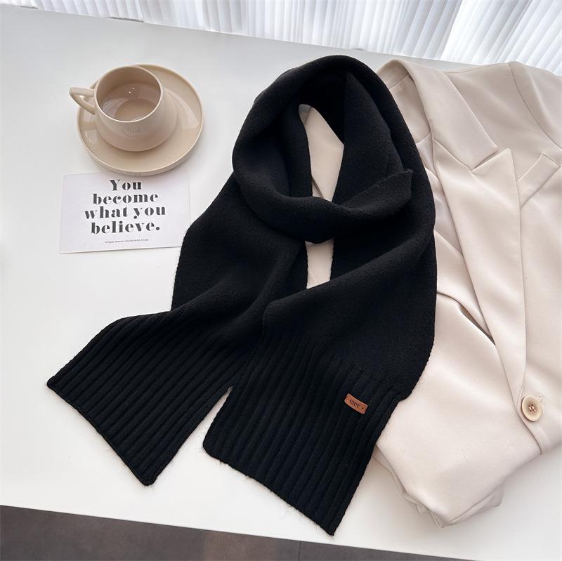 Korean Version Of Simple Soft Waxy Knitted Wool Scarf Medium And Long Shawl Scarf Versatile Warm And Cold Autumn And Winter Women