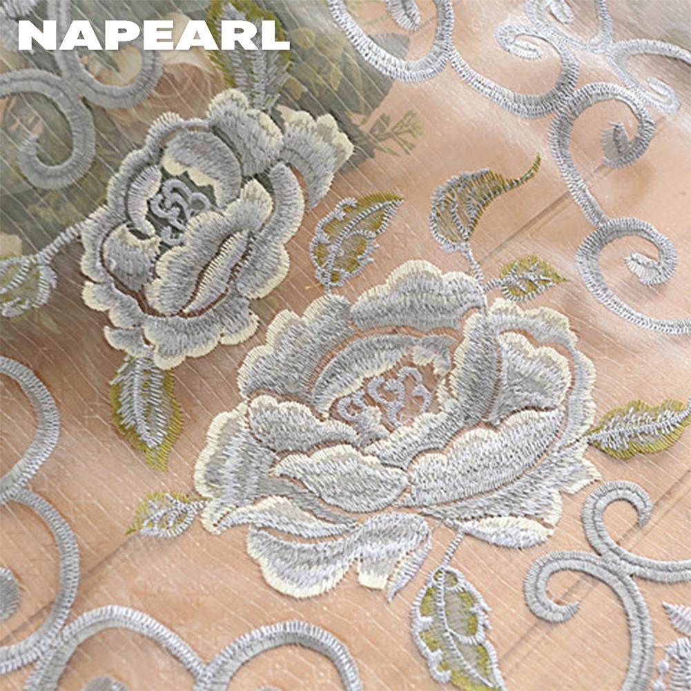 1PC NAPEARL Fashionable and Luxurious Peony Embroidered Blackout Curtains and Gauze Curtains for Living Room Bedroom Home Decor