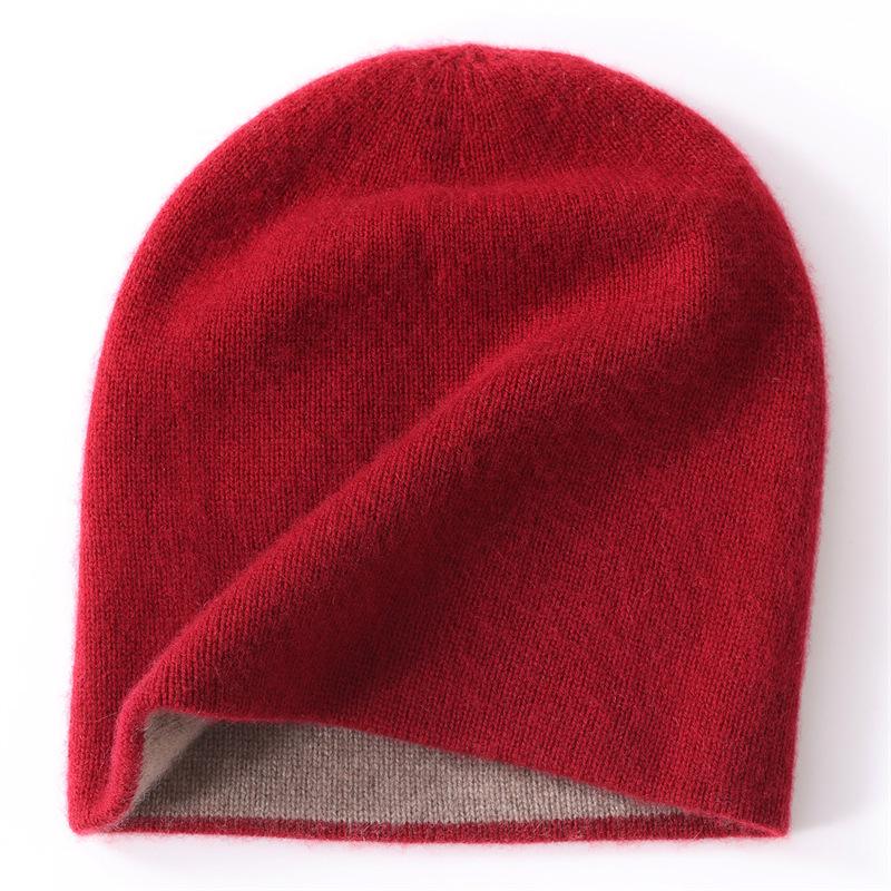 First-Line Seamless Cashmere Knit Hat: 2025 Autumn/Winter, Thick Double-Layer, Flat Ear Protection, Warm & Soft.