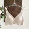 Deep V Mesh Seamless Wireless Bra with Jelly Cups Gathered Support Intimates for Large Bust Minimize Chest Look Comfort Ladies Underwear