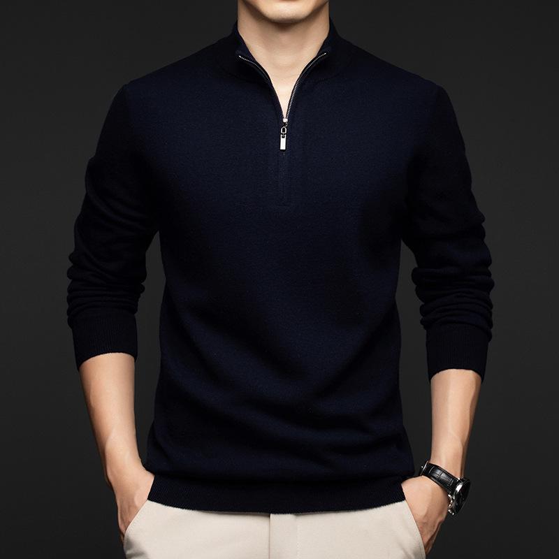 Men s Thick Wool Stand Collar Half-Zip Sweater - 2025 Autumn/Winter Collection XXL
