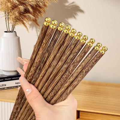 ZISIZ Wenge Wood Dragon Bead Chopsticks Set