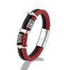 Bracciale Vichingo Punk Acciaio Inossidabile Bussola Rune Norrene Perline Amuleto Pelle Intrecciata Multistrato Uomo Braccialetti