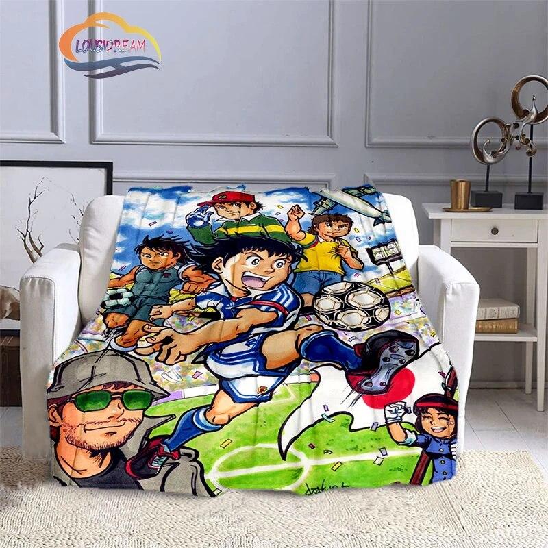 Captain Tsubasa Cartoon Blanket  Football Kicers Series Flannel Wool Air Conditioner  Warm Sofa Cover  Nap